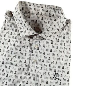 Rhoback French Bulldog Print Performance Polo Shirt Mens XL White Golf